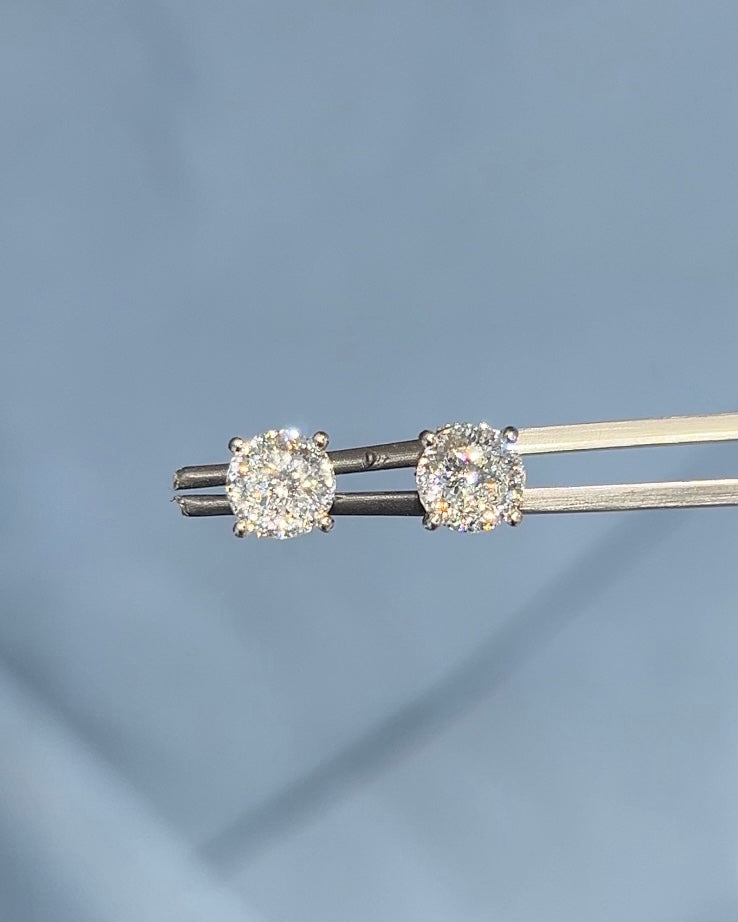 Portuguese Cut Lab-Grown Diamond Studs - 4× More Brilliance 14K/18K Gold