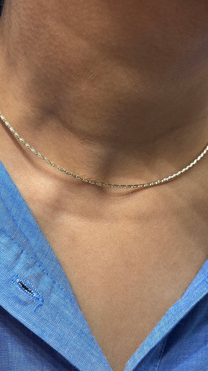 18K Yellow Gold Kesari Sankalp Saffron Twist Rope Choker Necklace - 16 Inch