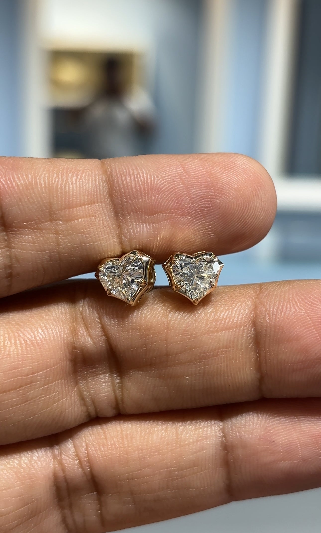 Heart Solitaire Studs in Crown Setting