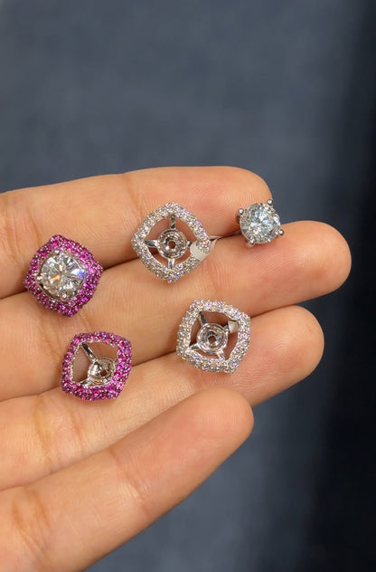 DuoAura 2-in-1 Earrings – 14K/18K White Gold Solitaire Studs