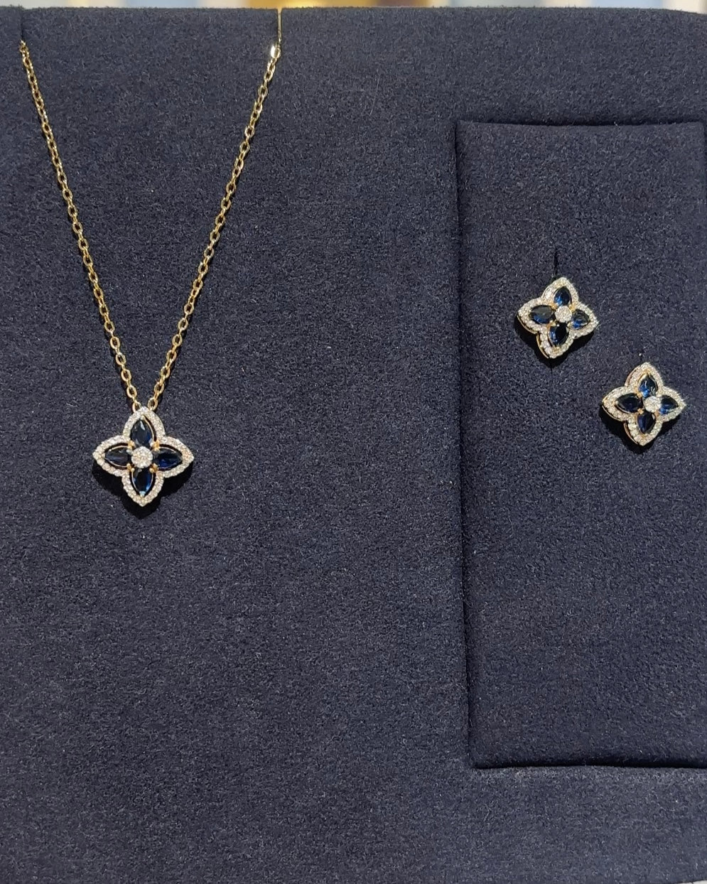 Sapphire Fleur Only Pendant set