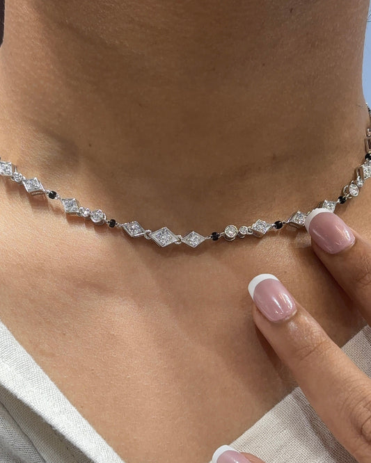 Tri Tennis Mangalsutra Choker - 14K/18K Gold Lab-Grown Diamond Necklace