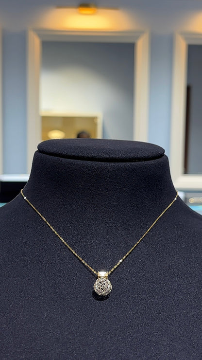 18K Yellow Gold Surya Bindhu Sun Dot Pendant Necklace - Adjustable 16+1 Inch