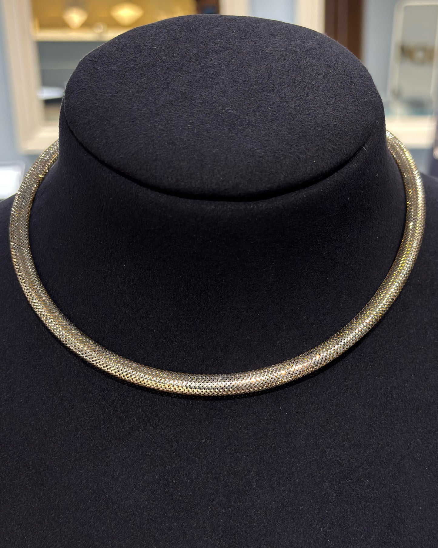 18K Yellow Gold Lavanya Guchha Graceful Fringe Flat Mesh Choker - 16 Inch