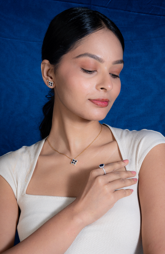 Sapphire Fleur Only Pendant set