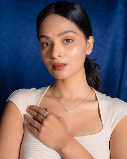 Half Flora Moon Mangalsutra Necklace Set – Gold, Lab-Grown Diamond, Classic & Station Chain Options, Pendant with Earrings