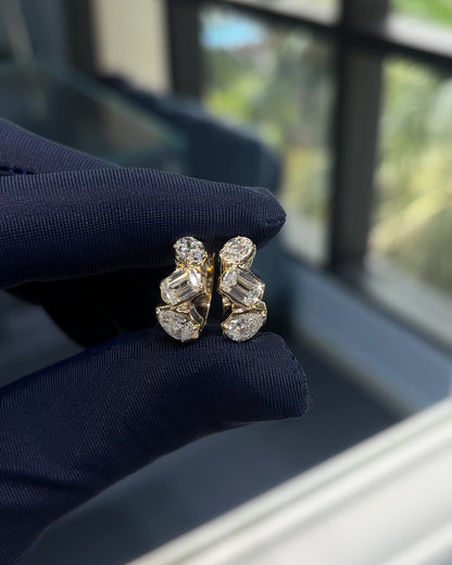 Ardhya Hoop Earrings - 14K Gold Crown Setting Lab-Grown Diamond Hoops