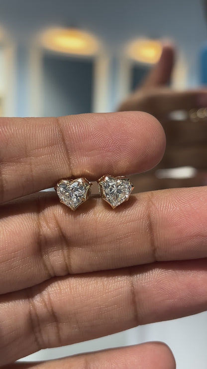 Heart Solitaire Studs in Crown Setting
